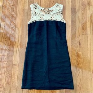 LOFT Black Shift Dress With Lace Style Top, Size 0
